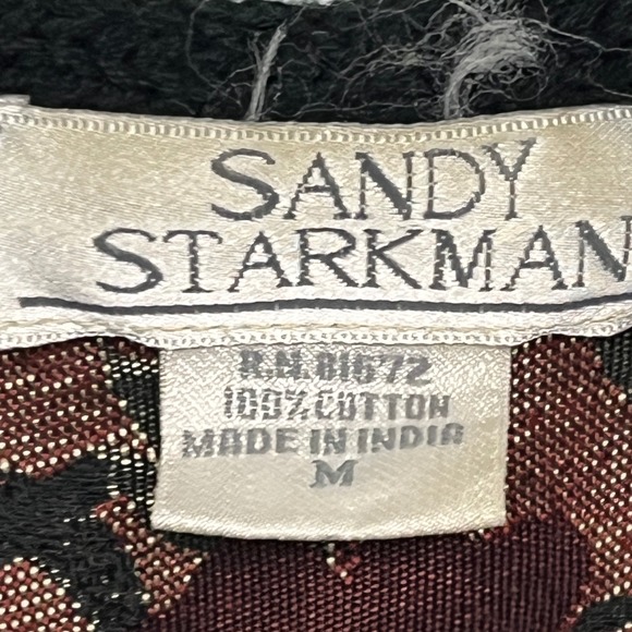 Sandy Starkman‎ Patchwork Embroidered Knit Vest Black Floral Gold Grandmacore - Picture 5 of 6
